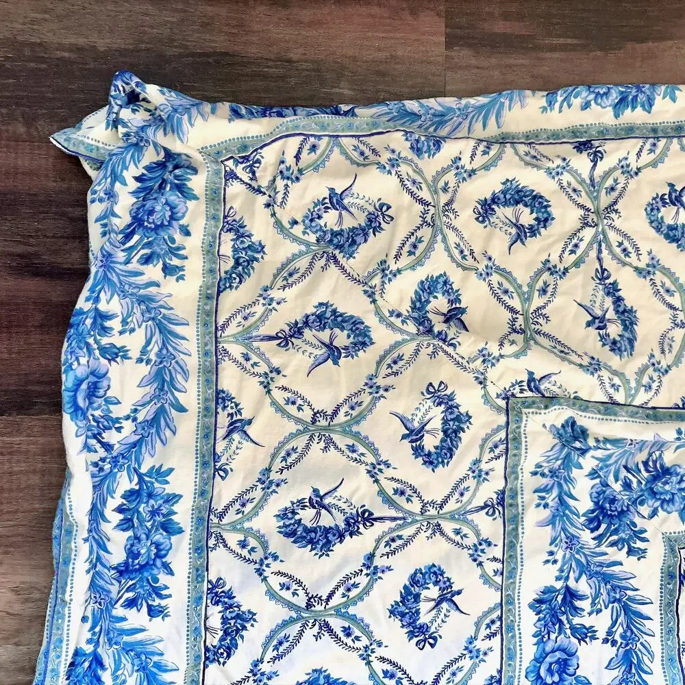 Vintage Reversible April Cornell Duvet Cover and Pillow Shams Set